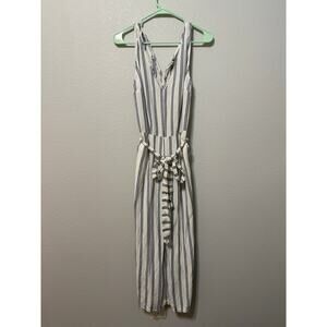A New Day Blue‎ and White Striped Linen Jumpsuit - Size:XS